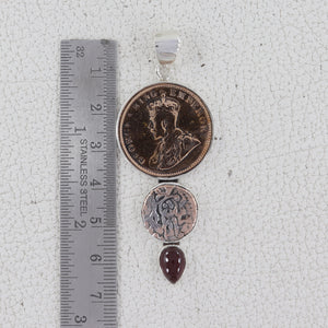 Old Coin & Garnet Silver Pendants