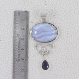 Blue Lace Agate ‎Silver Pendant