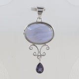 Blue Lace Agate ‎Silver Pendant