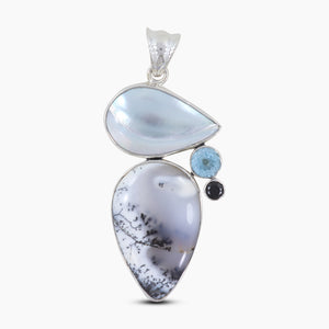 925 Sterling Silver Dendritic Opal Pendants