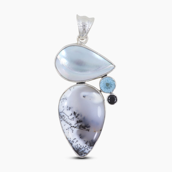 925 Sterling Silver Dendritic Opal Pendants