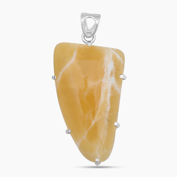 925 Sterling Silver Honey Calcite Pendant