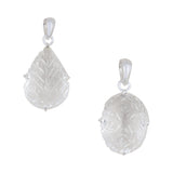 925 Silver Carving leaf Crystal Pendant