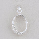 Carving leaf Crystal 925 Sterling Silver Pendant