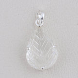 Carving leaf Crystal 925 Sterling Silver Pendant