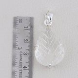 Carving leaf Crystal 925 Sterling Silver Pendant