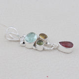 Multi Tourmaline Pendant Sterling Silver