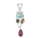 Multi Tourmaline Pendant Sterling Silver