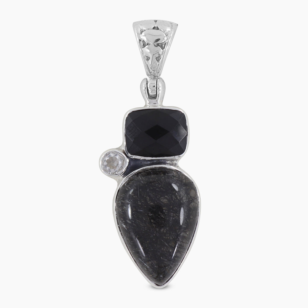 925 Silver Black Rutile Quartz Pendants