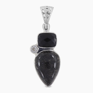 925 Silver Black Rutile Quartz Pendants