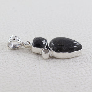925 Silver Black Rutile Quartz Pendant