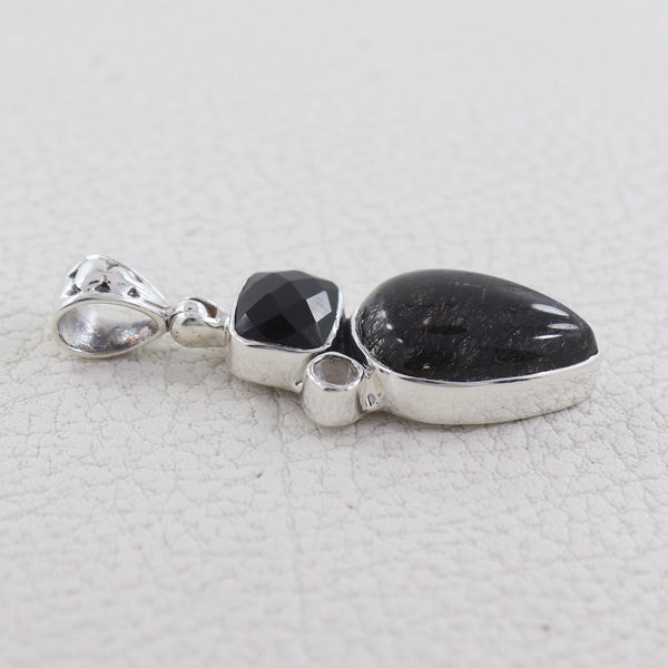 925 Silver Black Rutile Quartz Pendant