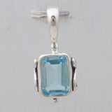 Natural Blue Topaz Silver Pendant