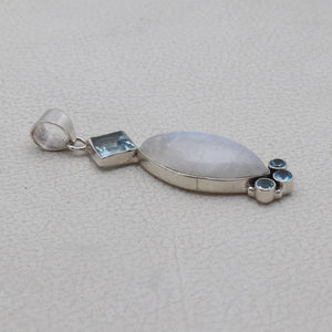 Rainbow Moonstone Silver Pendants