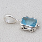 Natural Blue Topaz Silver Pendant