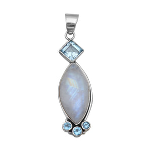 Rainbow Moonstone Silver Pendants