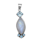 Rainbow Moonstone Silver Pendant