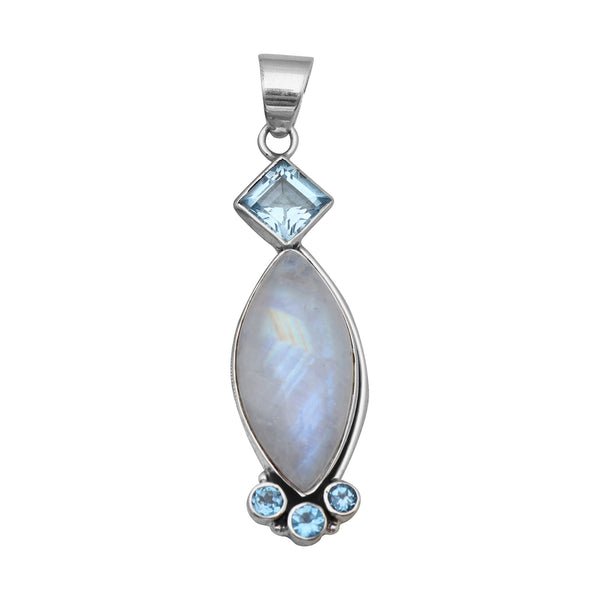 Rainbow Moonstone Silver Pendants
