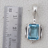 Natural Blue Topaz Silver Pendant