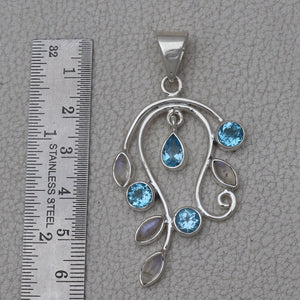 925 Silver Blue Topaz Pendants