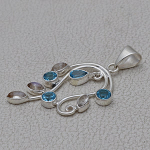 925 Silver Blue Topaz Pendants