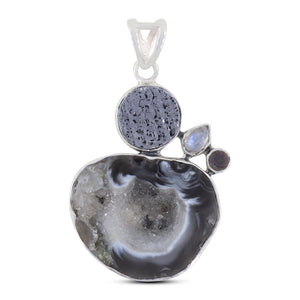 925 Sterling Silver Oco Geode Pendant