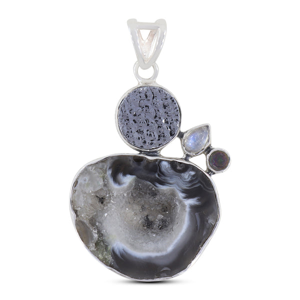 925 Sterling Silver Oco Geode Pendant