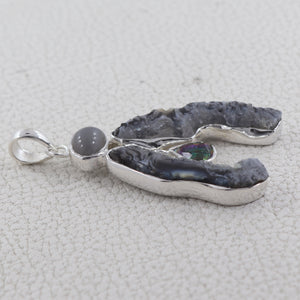 Oco geode Rough Silver Pendant