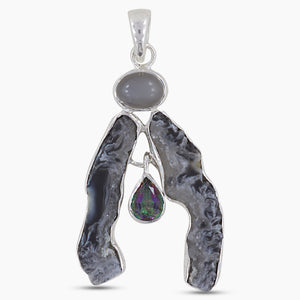 Oco geode Rough Silver Pendant