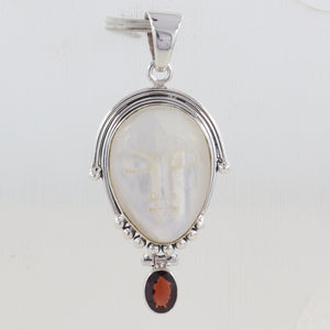 Moon Face With Garnet Pendants