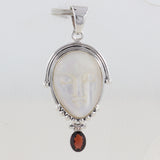 Moon Face With Garnet Pendant