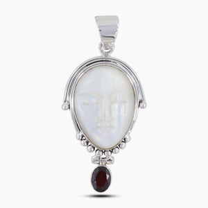 Moon Face With Garnet Pendants