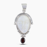 Moon Face With Garnet Pendants