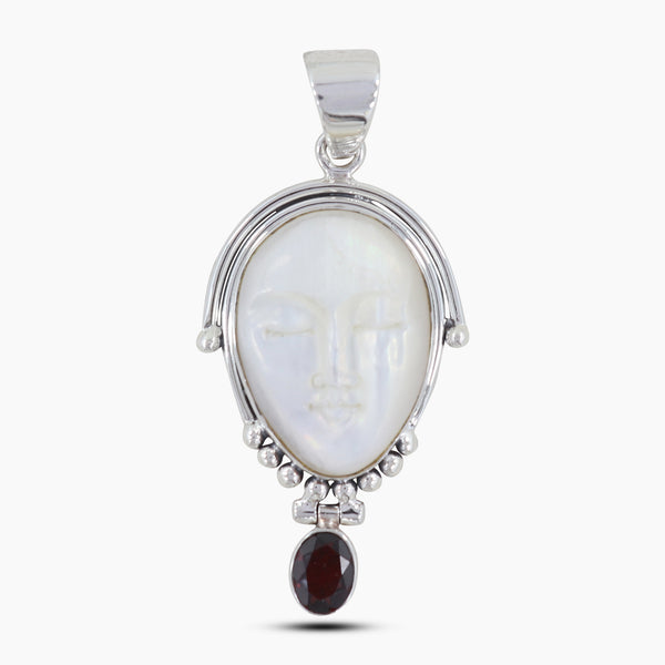 Moon Face With Garnet Pendants