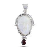 Moon Face With Garnet Pendant