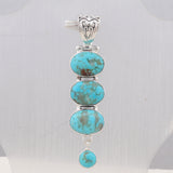 Mexican Turquoise Pendant 925 Sterling Silver