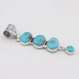 Mexican Turquoise Pendant 925 Sterling Silver