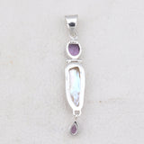 Mystic Quartz & Fresh Water Pearl Silver Pendant