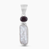 Fresh Water Pearl & Garnet Silver Pendants