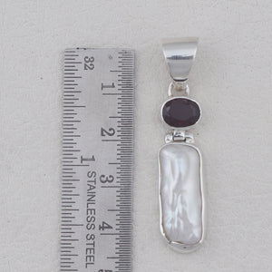 Fresh Water Pearl & Garnet Silver Pendants