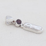 Fresh Water Pearl & Garnet Silver Pendants