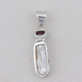 Fresh Water Pearl & Garnet Silver Pendants
