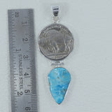 925 Silver Arizona Turquoise & Coin Pendant