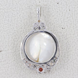 Moon Face With Garnet Silver Pendant