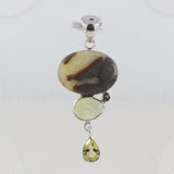 Septarian Jasper, Peridot Gemstone Silver Pendant