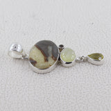 Septarian Jasper, Peridot Gemstone Silver Pendant