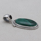 Natural Malachite Silver Pendant