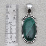 Natural Malachite Silver Pendant