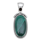 Natural Malachite Silver Pendant