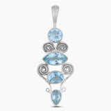 Natural Blue Topaz Gemstone Silver Pendants